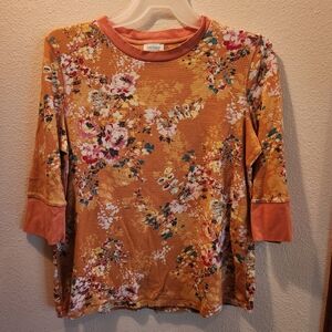 Sundance Orange Floral Thermal Knit Top